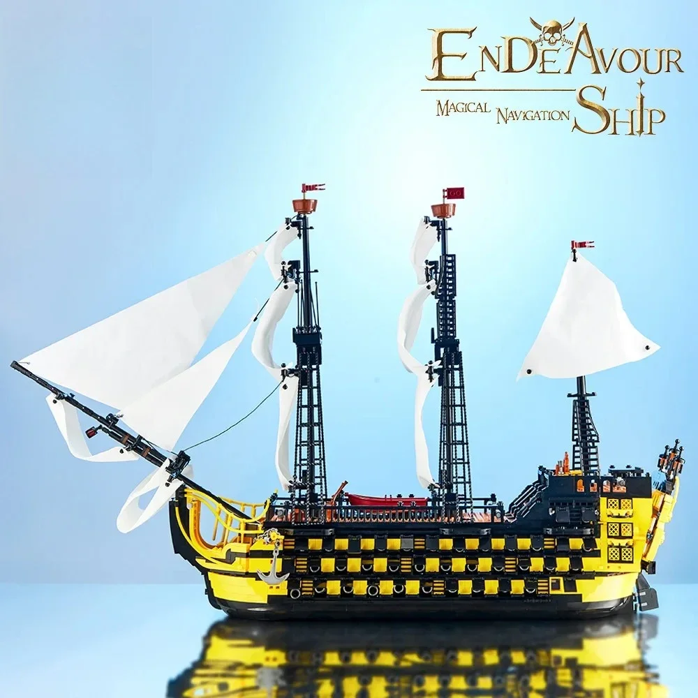 

Caribbean Adventure Pirate Ship Mini Building Blocks 3D Model Toy Assembly Kit Christmas Gift from Movies Miniature Playset