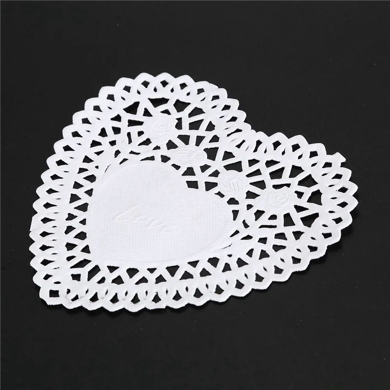 

ABUN-300Pcs 4 Inch White Love Heart Paper Lace Doilies Doily For Cardmaking Scrapbooking