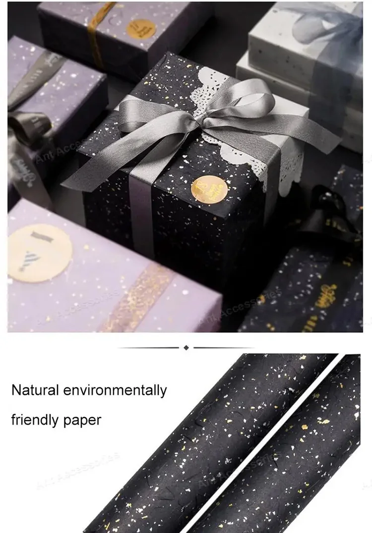 Geschenkpapier-Set mit Blumenmuster – 6 Farboptionen, funkelnde Gold- und Silbermuscheln, wasserfest, ideal für DIY-Bastelverpackungen – Detail 5