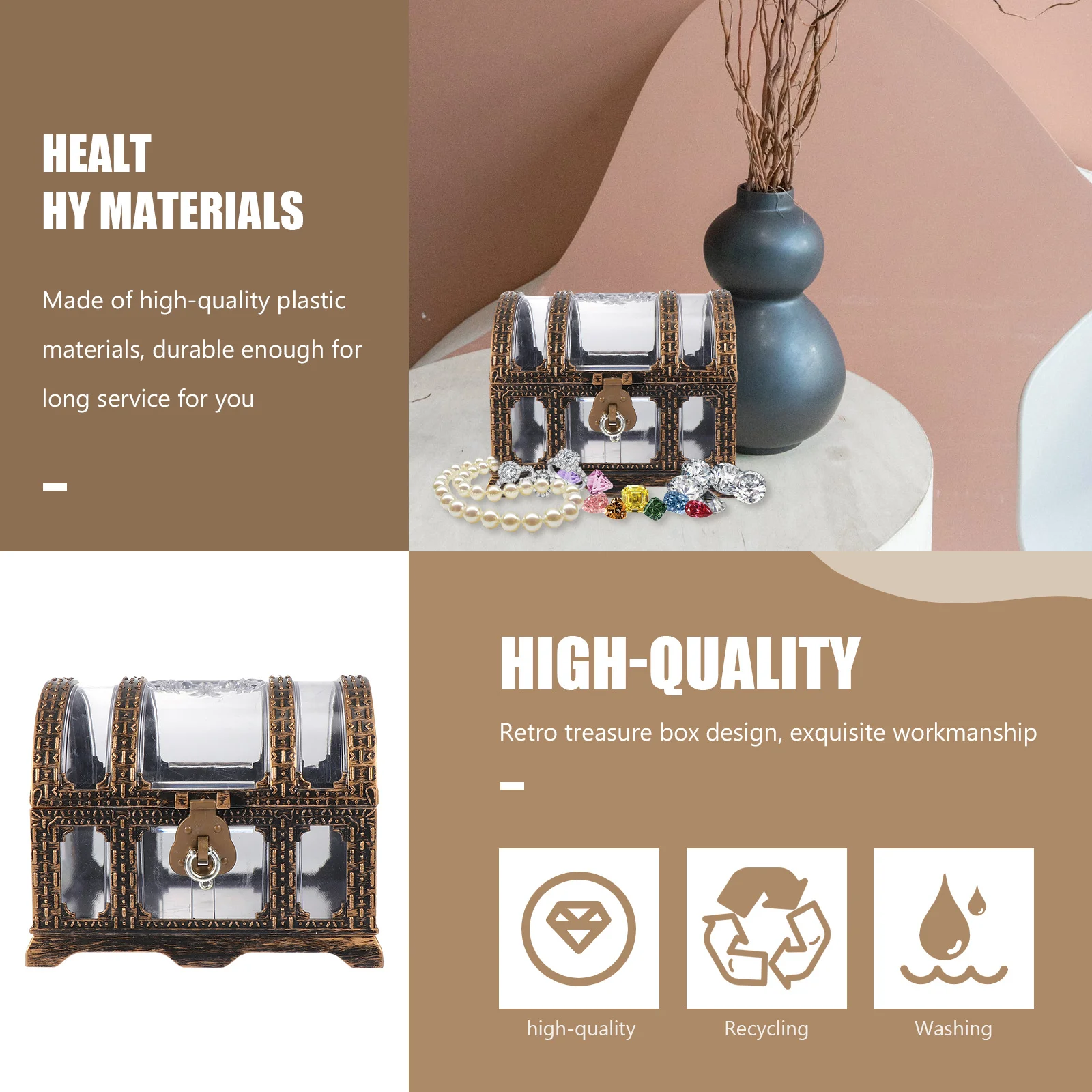 

1Pcs Plastic Pirate Treasure Chest Storage Box for Jewelry Accessories Party Props Kids Pirate Treasures Chest