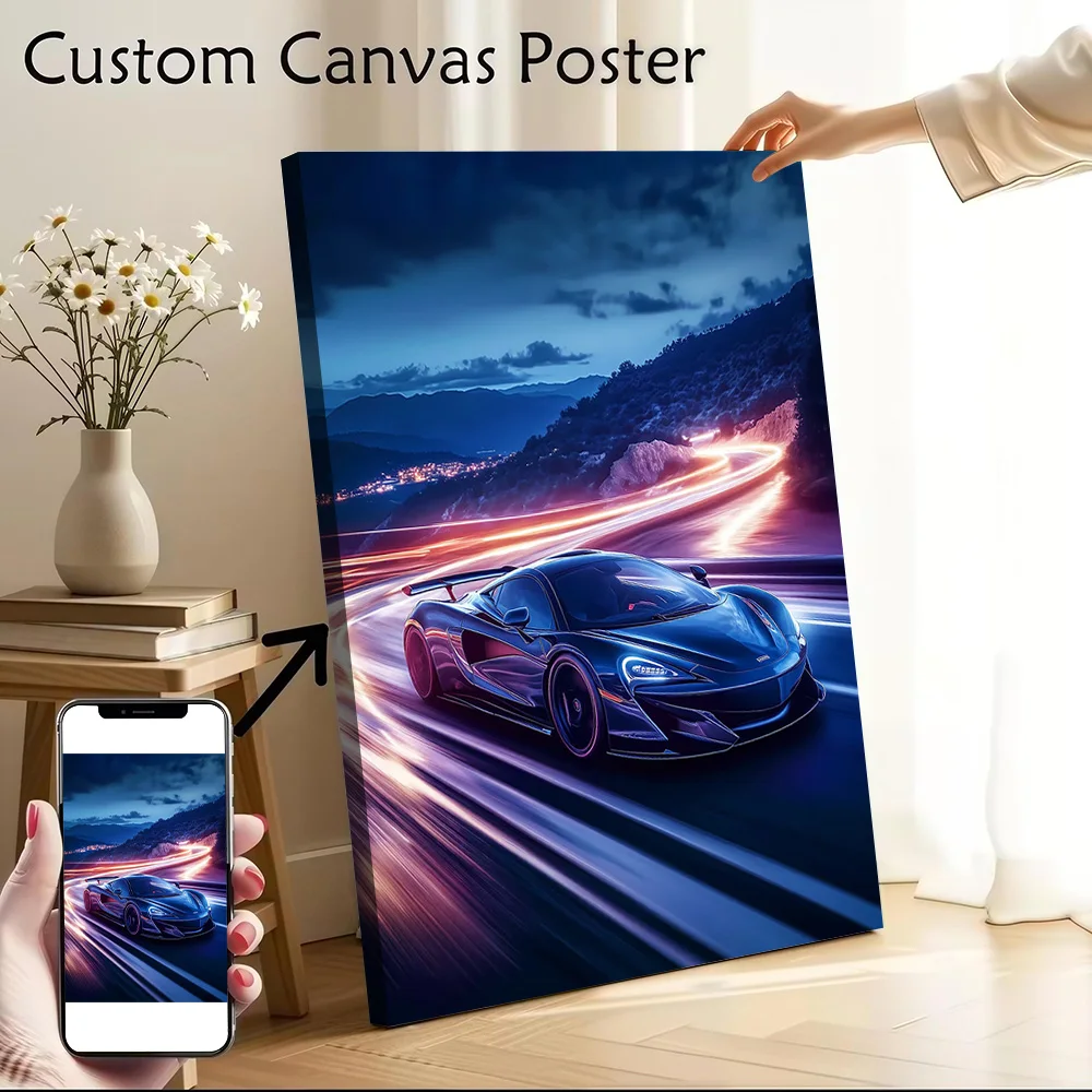 Supercar 720S Night Drive Printed Canvas Wall Art Customizable Paintings Poster Perfect Gift for Bedroom Decoration Decor Room