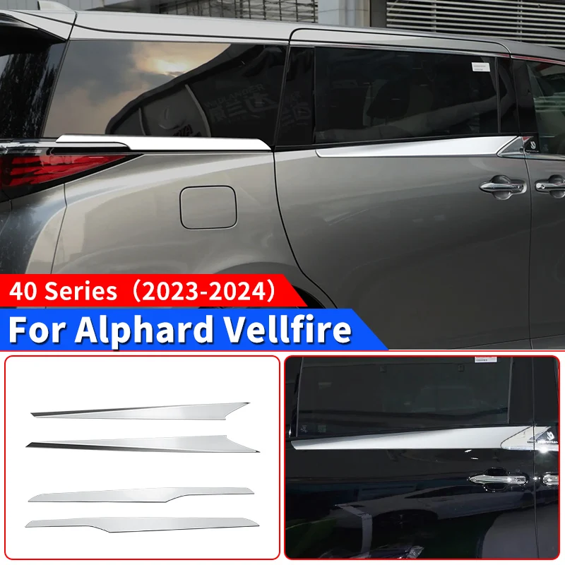 

For 2023 2024 Toyota Alphard Vellfire 40 Series Car Window Chrome Decoration Sticker Exterior Upgraded Accessories body kit