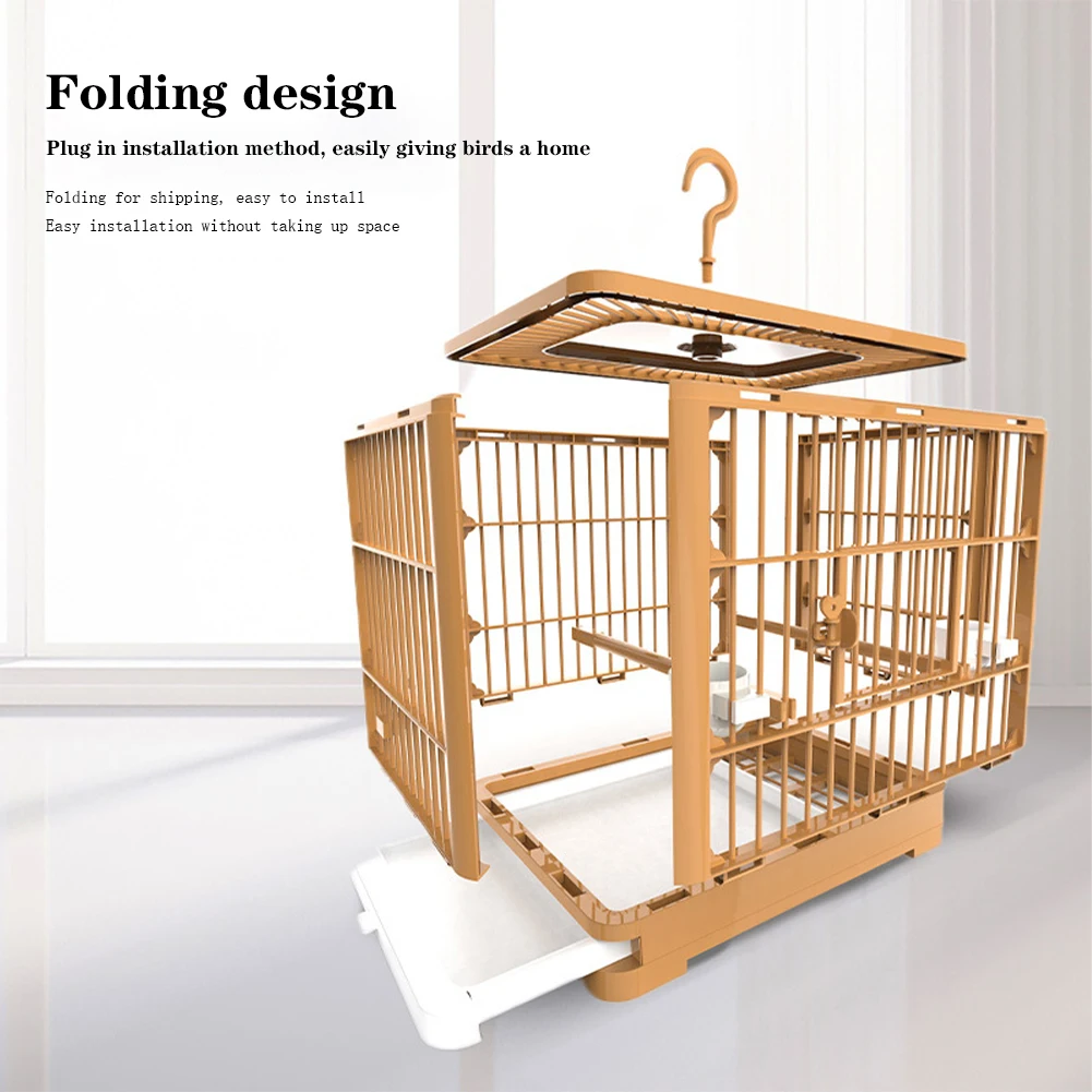 Travel Bird Cage, Bird Travel Carrier Cage With Handle, 2 Standing Pole, Food Container And 2 Cup, Fruit Fork For Cockatiels ﻿