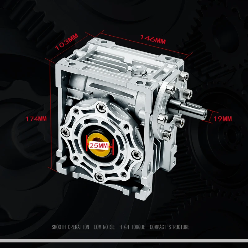 NRV063 Worm reducer Ratio 5:1 to 100:1 Worm Reducer Input Port 19 Output Port 25 Suitable For Hand Reducers and Speed Bumps