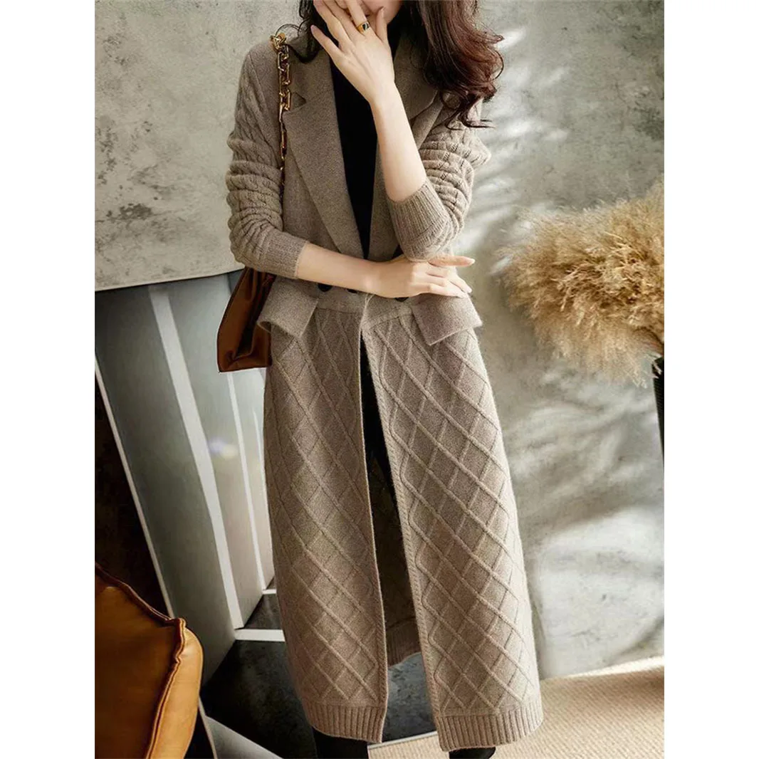 NEW Spring Autumn Women Knitted Sweater Long Cardigan Coat Korean French Style Cashmere Sweater Ladies Wool Windbreaker Cardigan