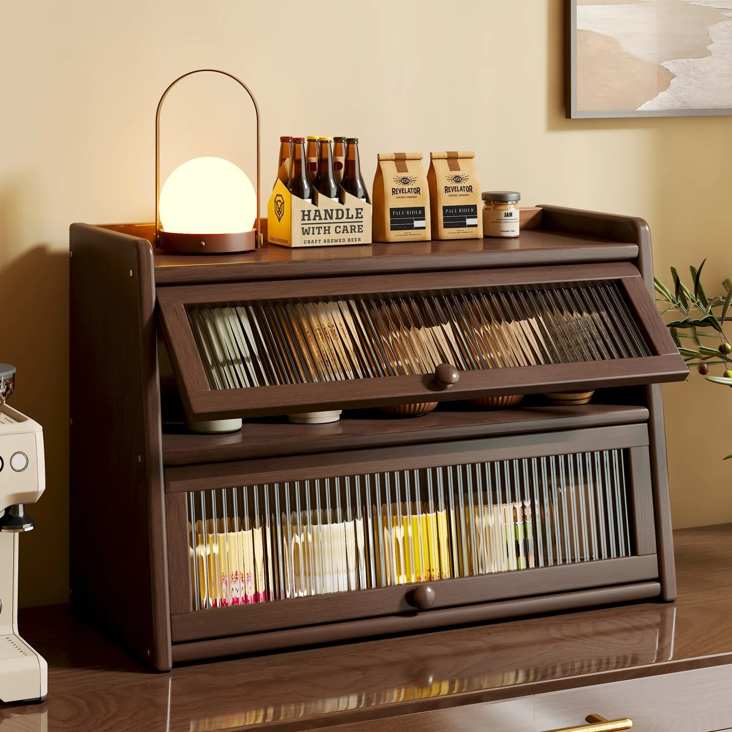 Desktop dust-proof multi-functional storage rack, household kitchen, living room countertop dust-proof cups, dishes