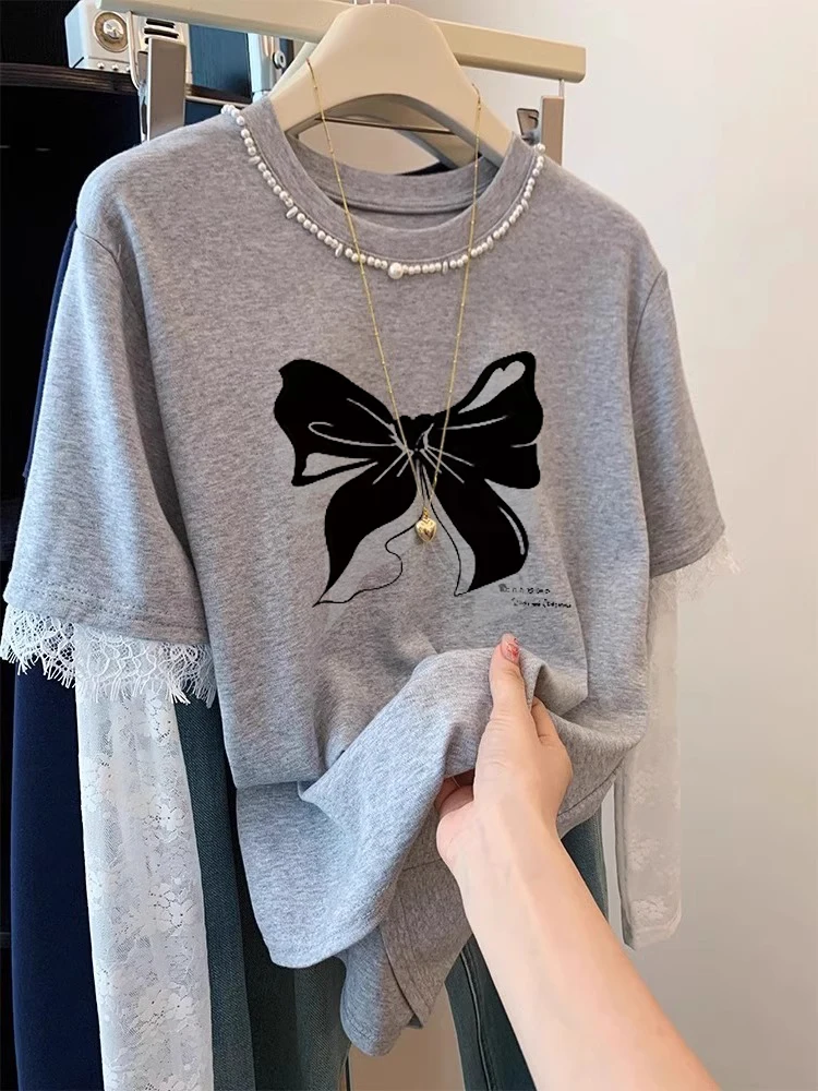 เสื้อยืดสไตล์ญี่ปุ่นย้อนยุคทรงหลวม ดีไซน์ฤดูร้อนแบบนักศึกษา เสื้อยืดลำลองสำหรับผู้หญิงและผู้ชาย