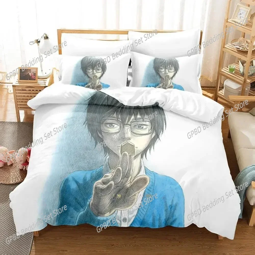 

March comes in like a lion Bedding Set Cartoon Anime three-piece set Adult Kid Bedroom Duvetcover Sets Kawaii luxury bedding set