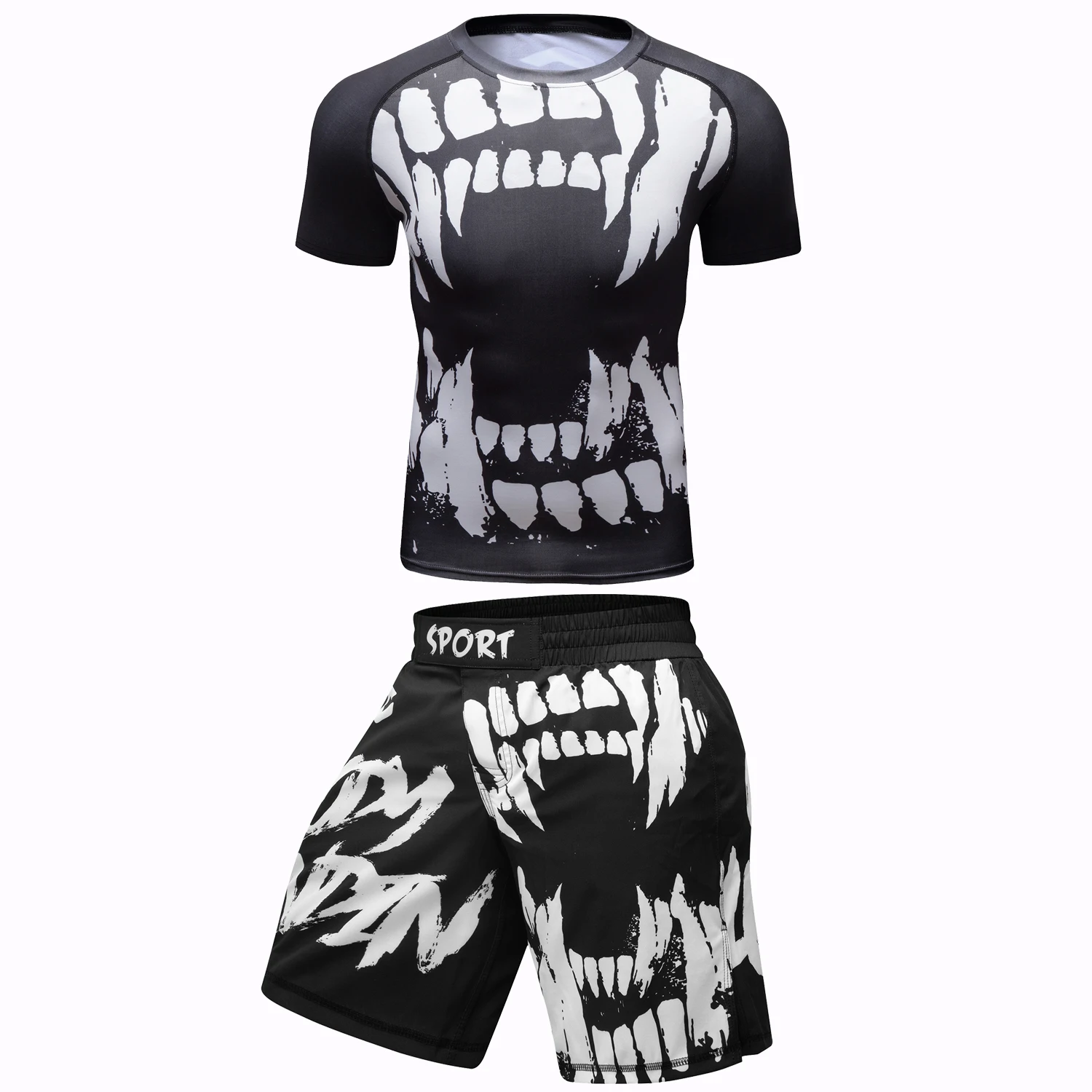 MMA Compression Jiu Jitsu T-Shirt Bjj Rashguard Men kickboxing Sportsuit MMA T-shirt Muay Thai Shorts Boxing Set Rash Guard