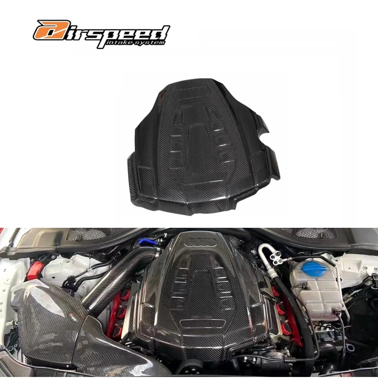 

C7 Dry Carbon Fiber 3K Twill Clear Texture Car Engine Cover Auto Parts Replacement for Audi A6 A7 C7 3.0T 2016-2018