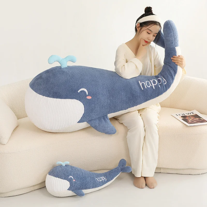 Cartoon Soft Blue Whale Plush Toys Stuffed Sea Animals Pillow Lovely Fish Dolphin Dolls for Girls  Birthday Gift