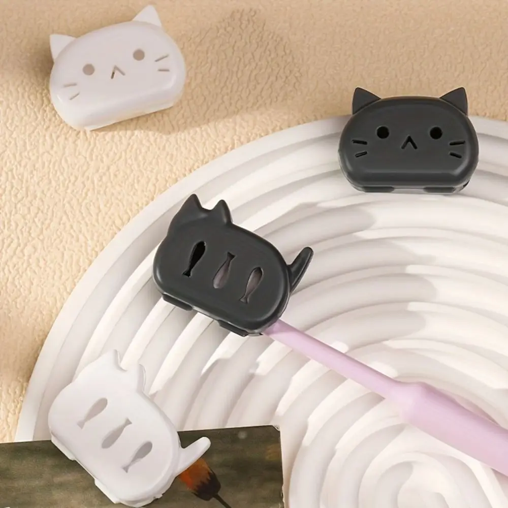 4Pcs Plastic Cat Toothbrush Protective Covers Portable Dustproof Head Toothbrush Head Covers Germproof Cat Shape