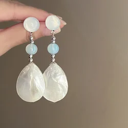 XIALUOKE Fashion Long Tassel Acrylic Drop Earrings For Women European American Style Embossed Flower Earrings Jewelry Gifts