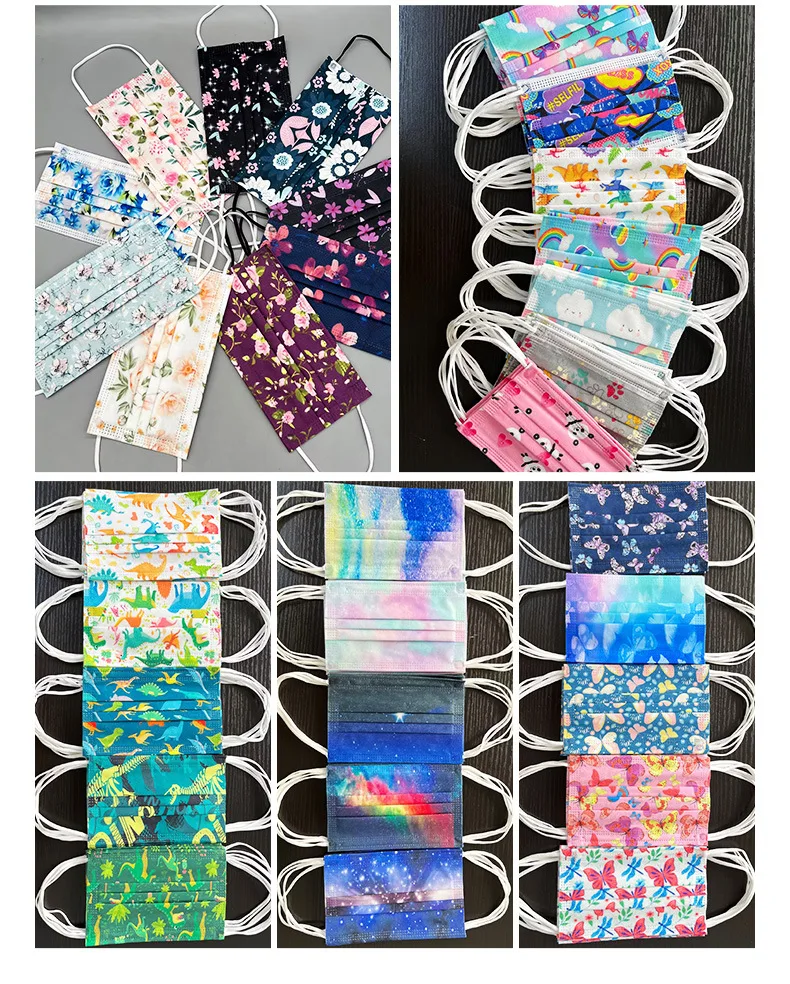 50pcs/100pcs Face Mask Children Disposable Cute Movie Cartoon Prints 3 Layer Dustproof Protective Masque Boys Girls Gift 3-12Y