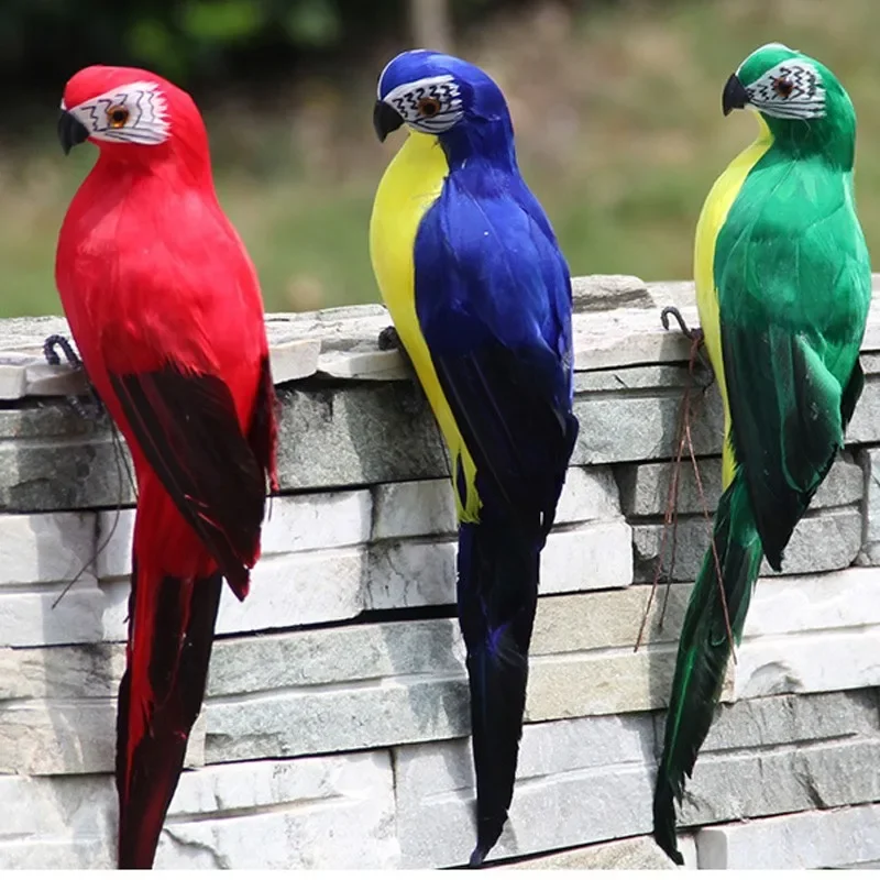 35cm Simulation Parrot Creative Handmade Foam Feather Macaw Lawn Figurine Ornament Fake Animal Bird Garden Prop Decoration