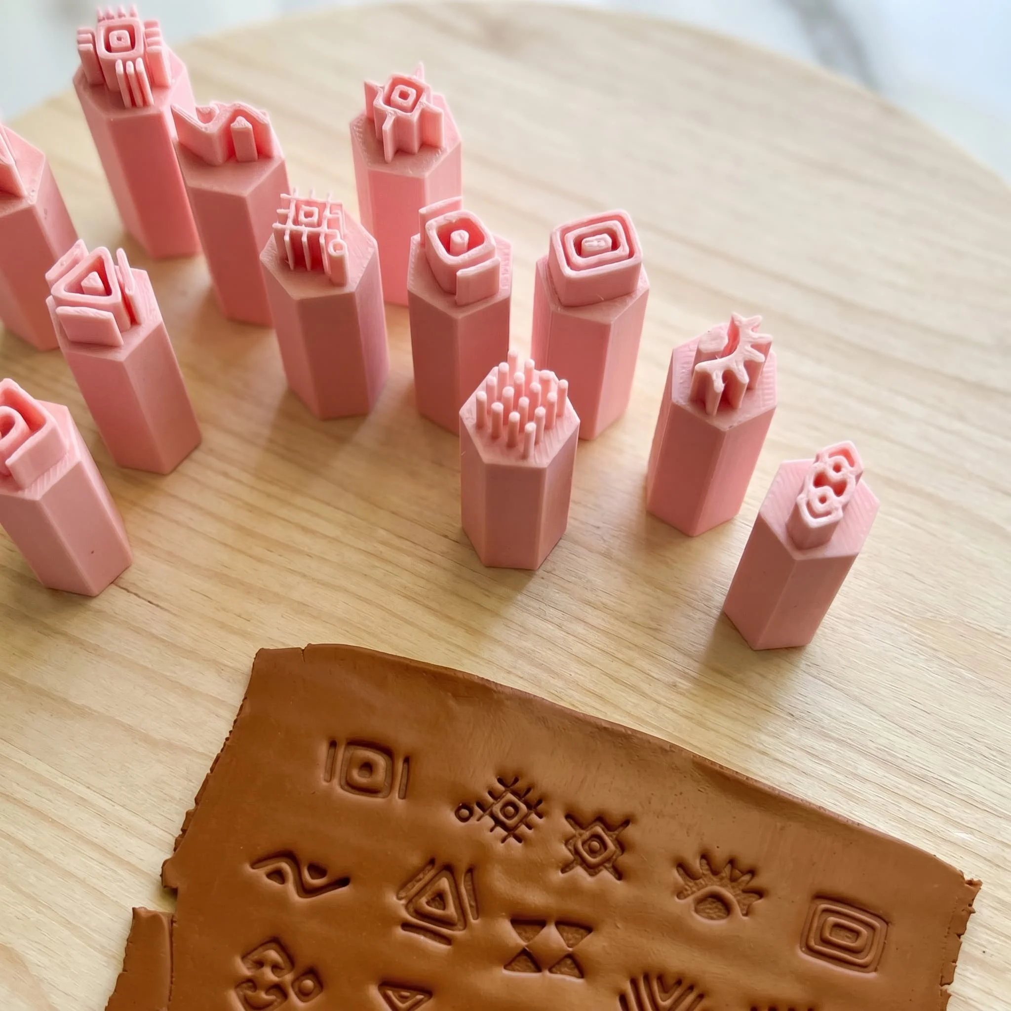 Abstract Tribal Pattern Polymer Clay Stamp Soft Ceramic Texturing Mold Set DIY Handmade Pendant Embossing Craft Tool