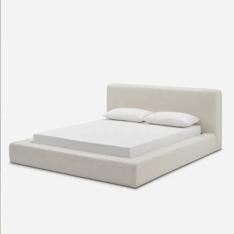

Nordic cream style, floor to ceiling fabric, bedroom double bed, French cotton and linen ins