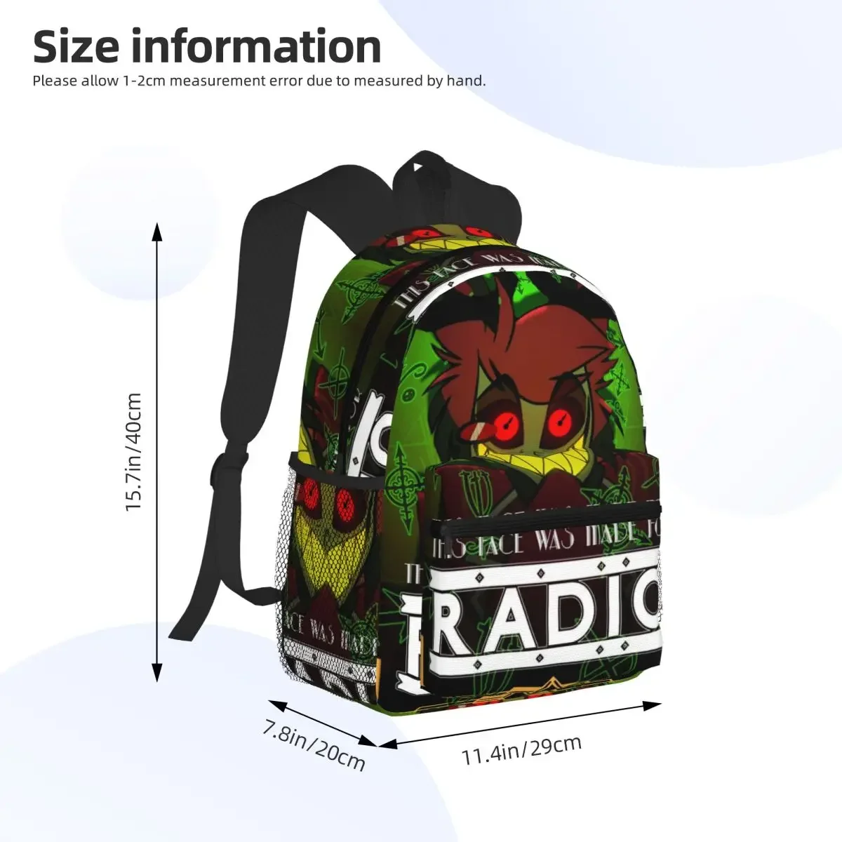 Hazbin Radio Demon Student Backpack School Bag Hiking Travel Daypack for Men Women Fashion Bookbag Shoulder Bags