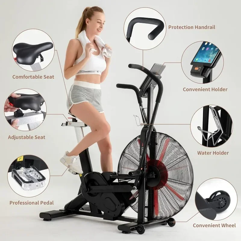 Fan Exercise Bike Upright AirBike Indoor Cycling Stationary Bicycle with Unlimited Air Resistance System Home Cardio Workout