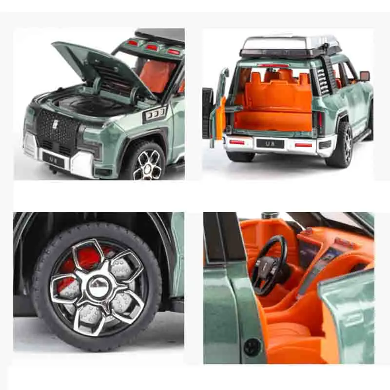 1:24 Alla ricerca di U8 Modelli di auto giocattolo Metallo pressofuso Assorbimento degli urti Tirare indietro 7 porte aperte Collezione SUV per i regali dei ragazzi