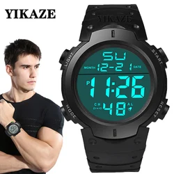 YIKAZE Men Sport LED Watches Men Digital Clock Multi-Functional Rubber Man Fitness Athlete Timekeeping Electronic Watch Reloj