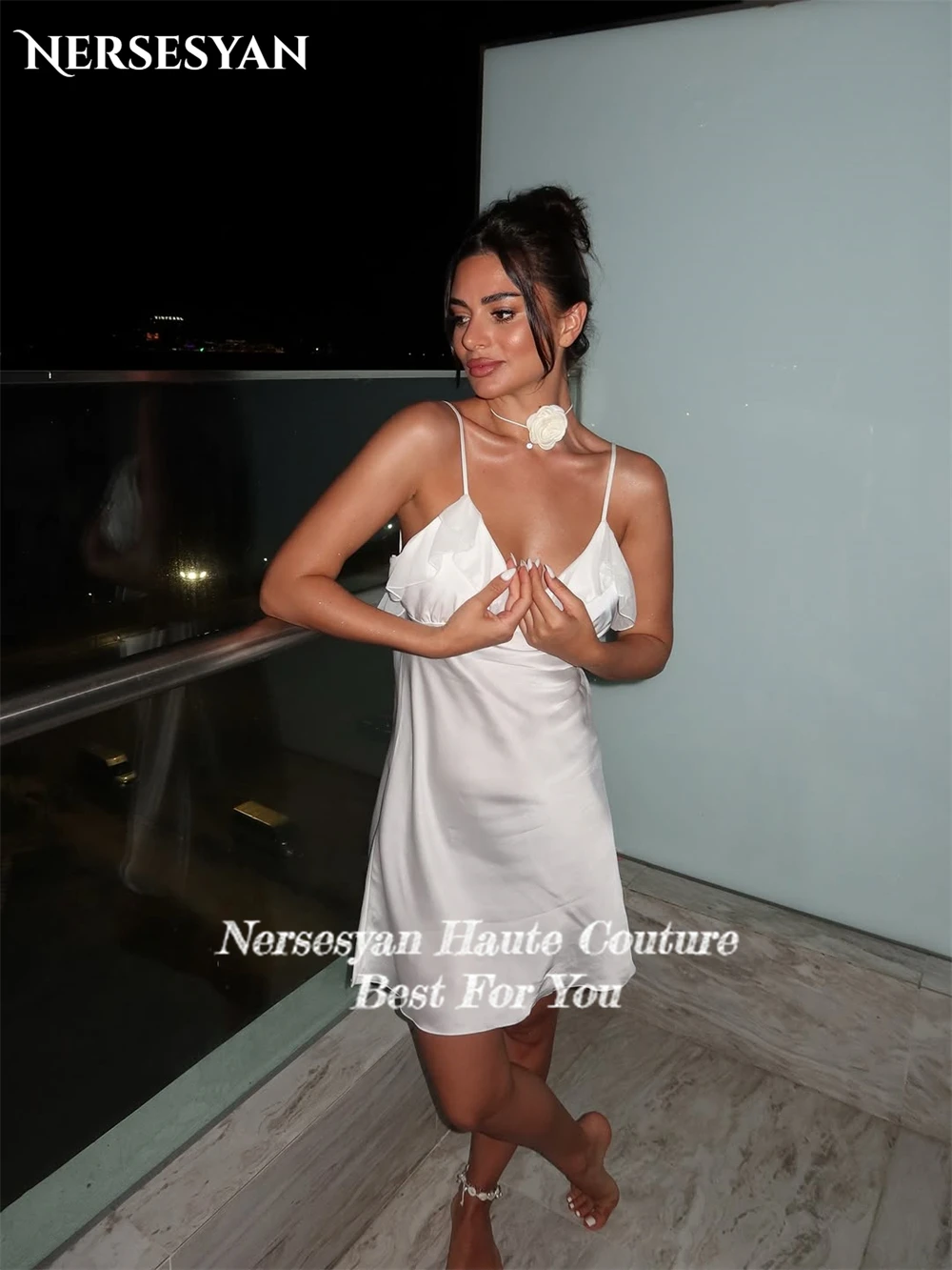 Nersesyan – robe de bal élégante et brillante, bretelles Spaghetti, volants, Mini robe à plusieurs niveaux, robes de fête d'anniversaire, personnalisées