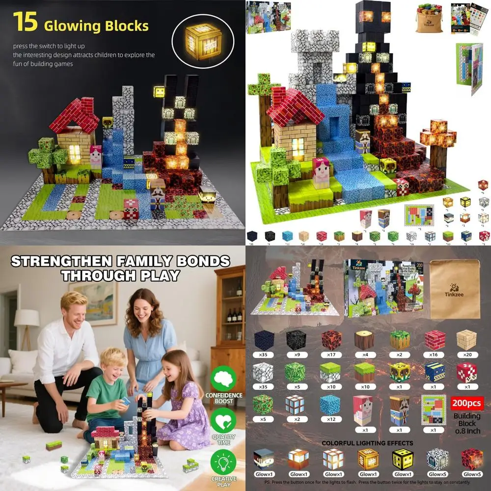 Set di blocchi magnetici STEM: 200 pezzi con 15 luci a LED, pannello pieghevole, regalo ideale per bambini dai 3 anni in su