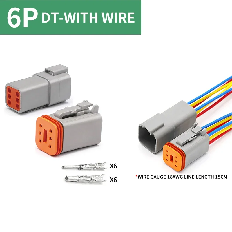 5/10/100 Sets Deutsch Type Connector Male Female Waterproof DT Connectors 6-Pin Dt04-6p Dt06-6s ,Sealable,6 Position