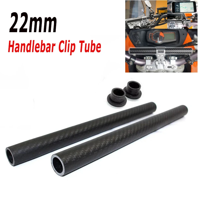 2PCS Carbon Fiber 22mm Handlebar Handle Bar Clip Tube On Rods Replacement Motorcycle RACING MOTO