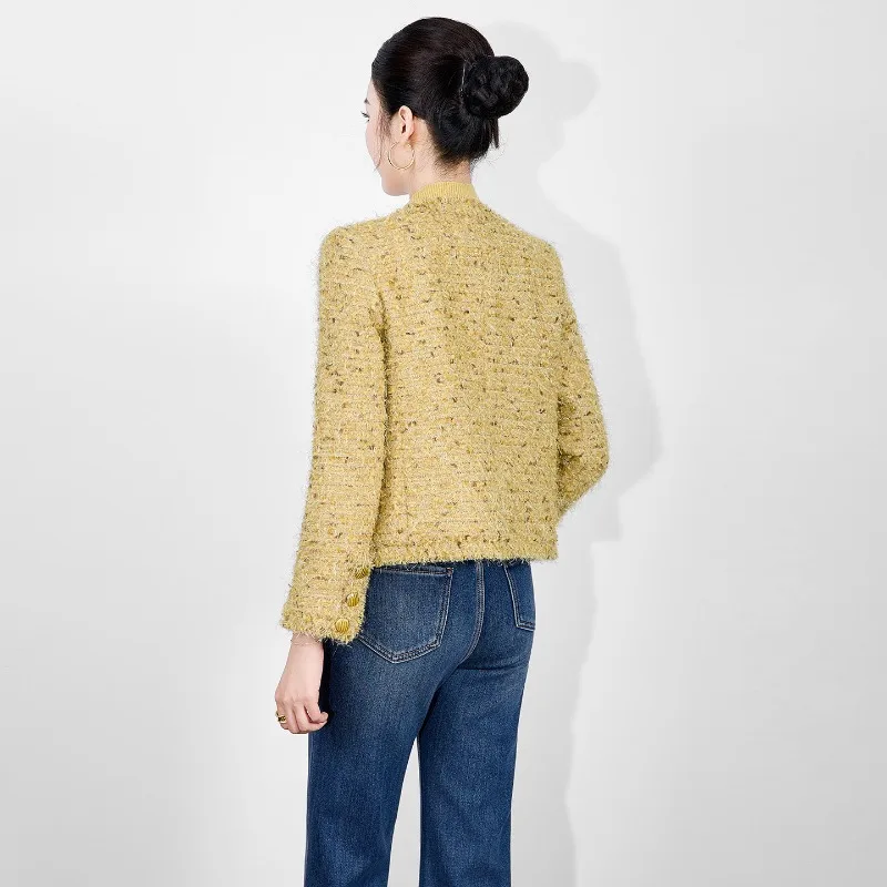 Light luxury French thickened super soft long hair craft tweed small fragrant jacket autumn and winter top