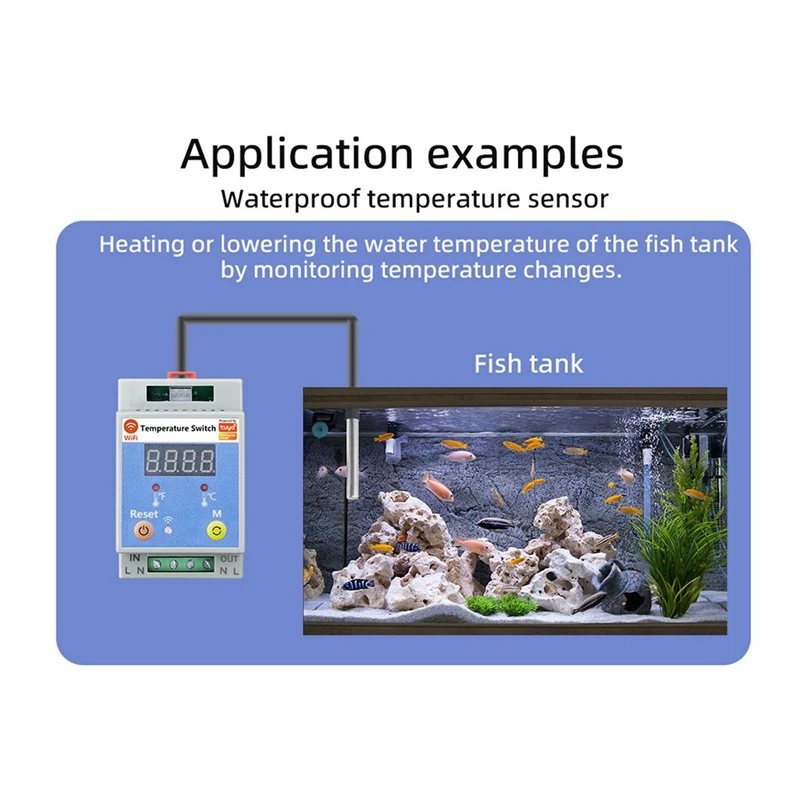 Imagem -05 - Interruptor de Temperatura Tuya Wifi Interruptor de Controle do Temporizador Controle App para Aquários Monitoramento da Temperatura da Água