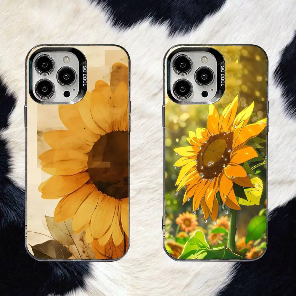 

Yellow Sunflower Phone Case For iPhone 16,15,14,13,12,11,8,7,Pro,Max,Plus,Mini,XS,SE Anti Fall Black Matte Hard