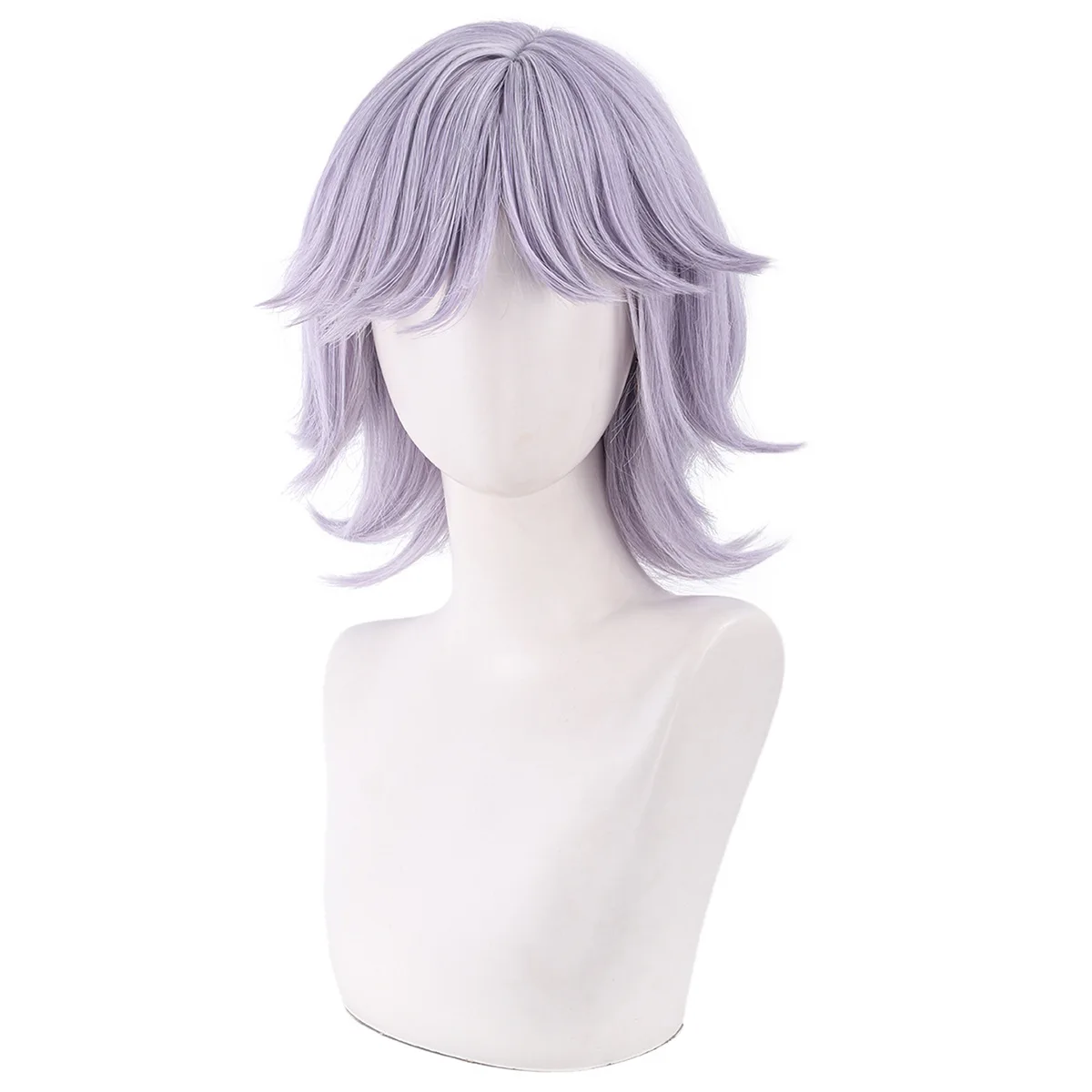 Mi-stery Style Synthetic Cosplay Wig Light Mixed Purple KPO-P Inspired Short Hair Costume Party Heat Resistant Fiber