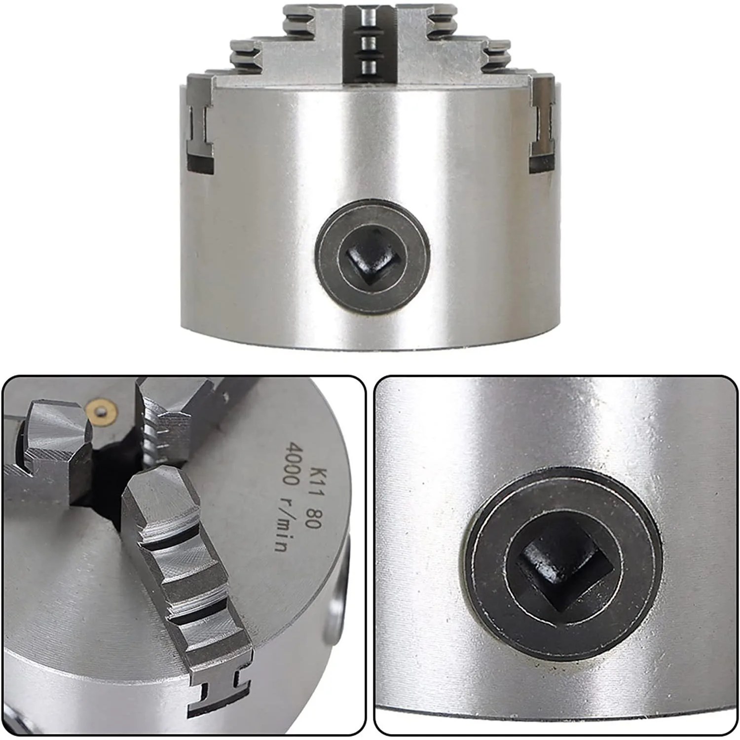 Imagem -03 - Manual Torno Chuck com Máquina de Torneamento 3-mandíbula Torno Chuck Auto-centrando Metal Novas Ferramentas Acessórios K1180 1pc Mandíbulas