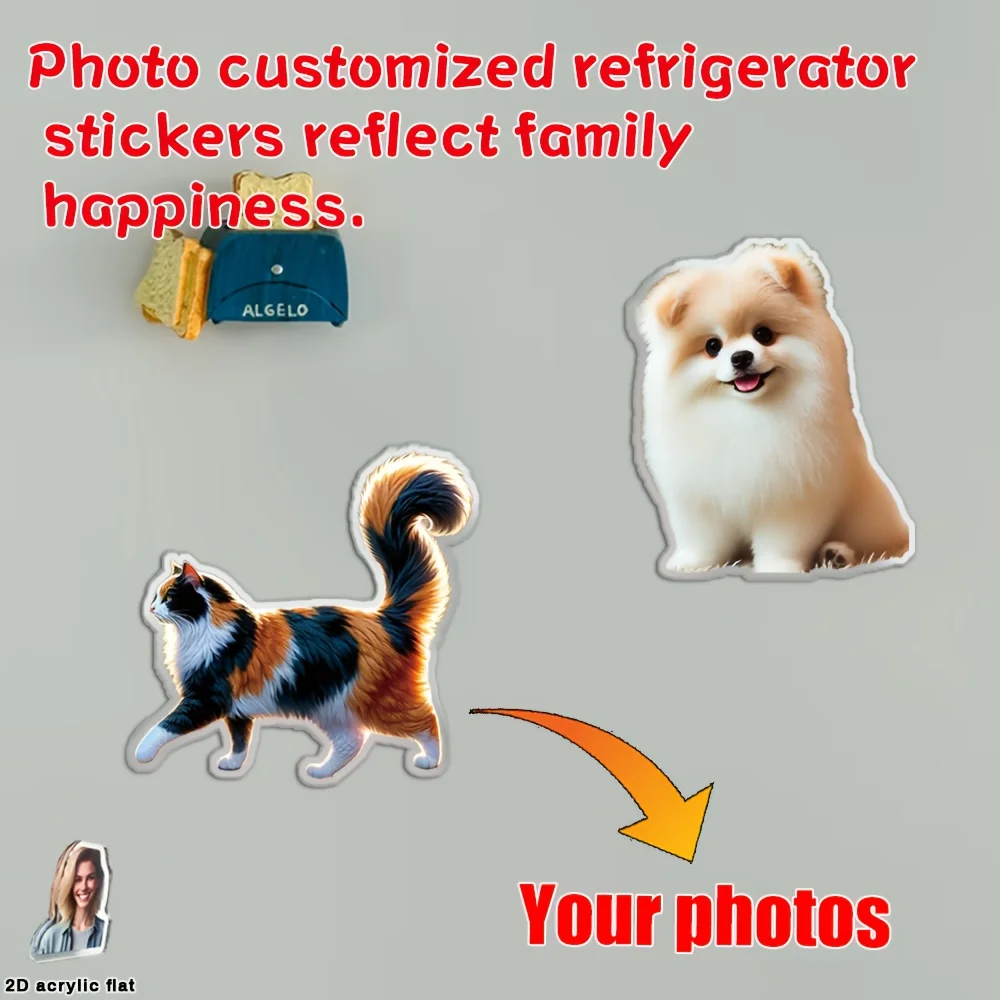 1pc 8cm Custom Creative Refrigerator Sticker, Customizable with Photos of Loved Ones, Lovers, and Pets, Showcasing Family Happy