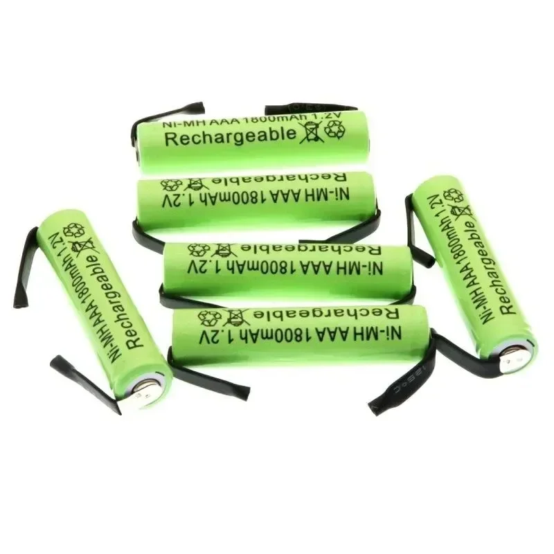 Rechargeable 1.2V 1800mAh Ni-Mh AAA Battery Cell with Solder Tabs for Philips Braun Electric Shaver Razor Toothbrush