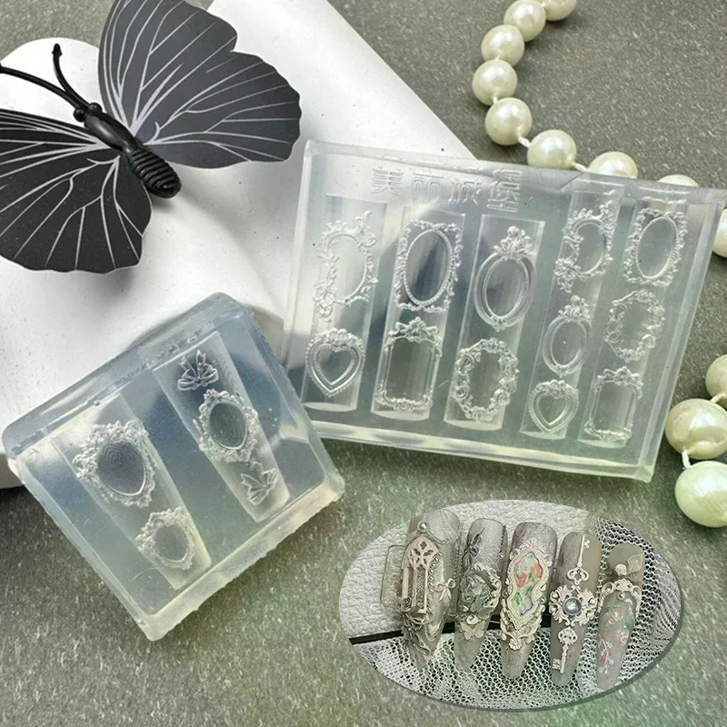 Mini cadre Photo en forme de Silicone, moule à ongles, estampage des ongles, bricolage, conception de Salon de manucure, outil d'art de manucure stéréoscopique