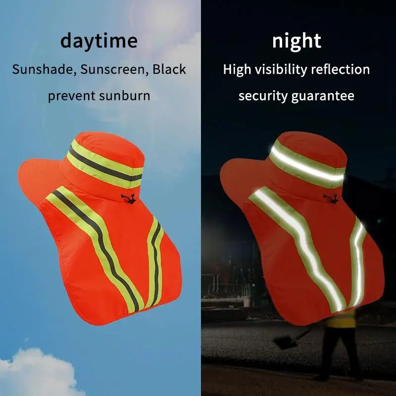 Reflective Sun Hat Sunshade Anti UV Adjustable Design Bucket Hat Large Brim Neck Shawl Protection Sun Worker Outdoor Hat