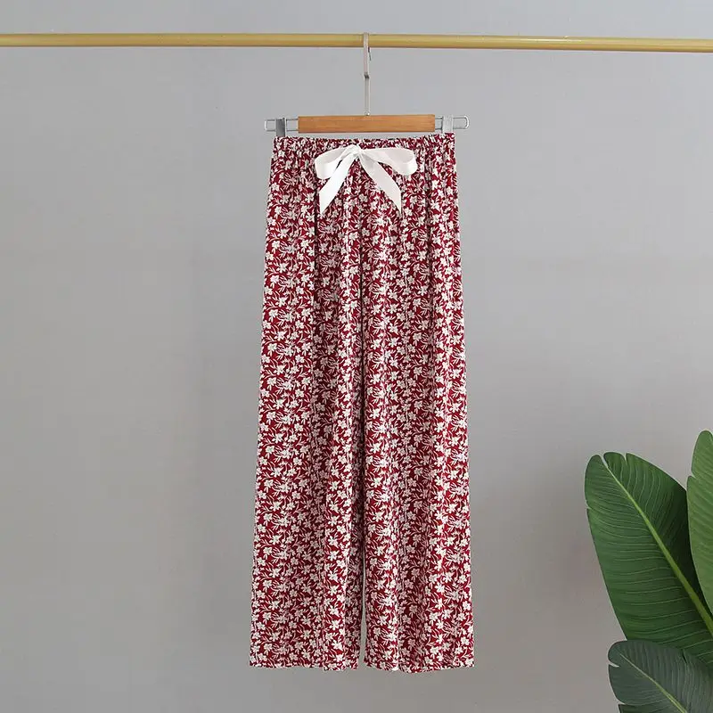 SYsYouthfully Printed Casual Sleep Harem Pants Spring Summer Loose Casual Pants Wide-Leg Home Pants 2026 Long Thin Outside Pant