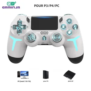 PS4 PS3 콘솔 컴퓨터 PC 용 Gaminja RGB 라이트 무선 게임 컨트롤러 LED Bluetooth GamePad 6 축 자이로 스코프 이중 진동 8 최고의 판매 플래시 PS3 -№5