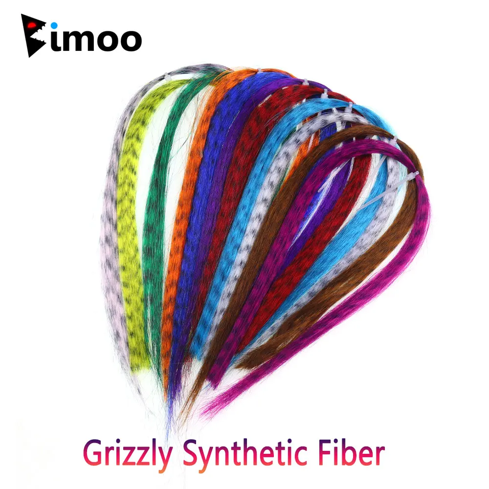 Bimoo 2packs Grizzly Synthetic Fiber Fly Tying Material Black Barred Minnow Fiber For Baitfish Steelhead Flies Sea Fishing Lures