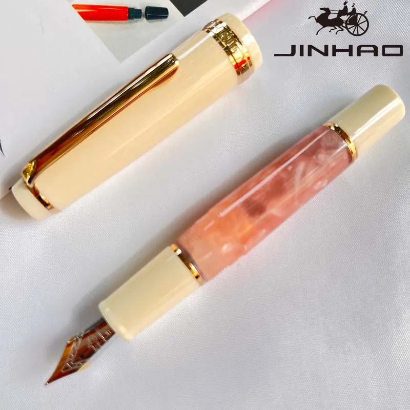 1 PCS 82 Office Stationery Classic Design Acrylic Gold Trim Mini Short Pocket Fountain Pen with Ink Converter