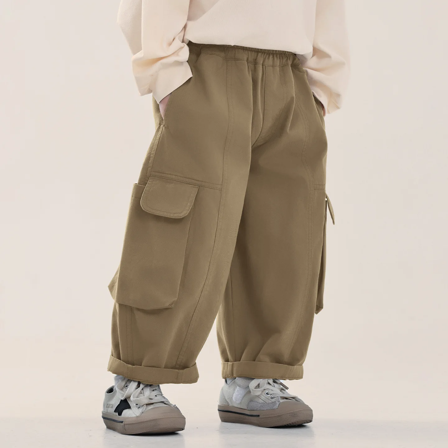 Male child labor pants spring new style children's casual for small and medium-sized children, boys' cotton khaki pants