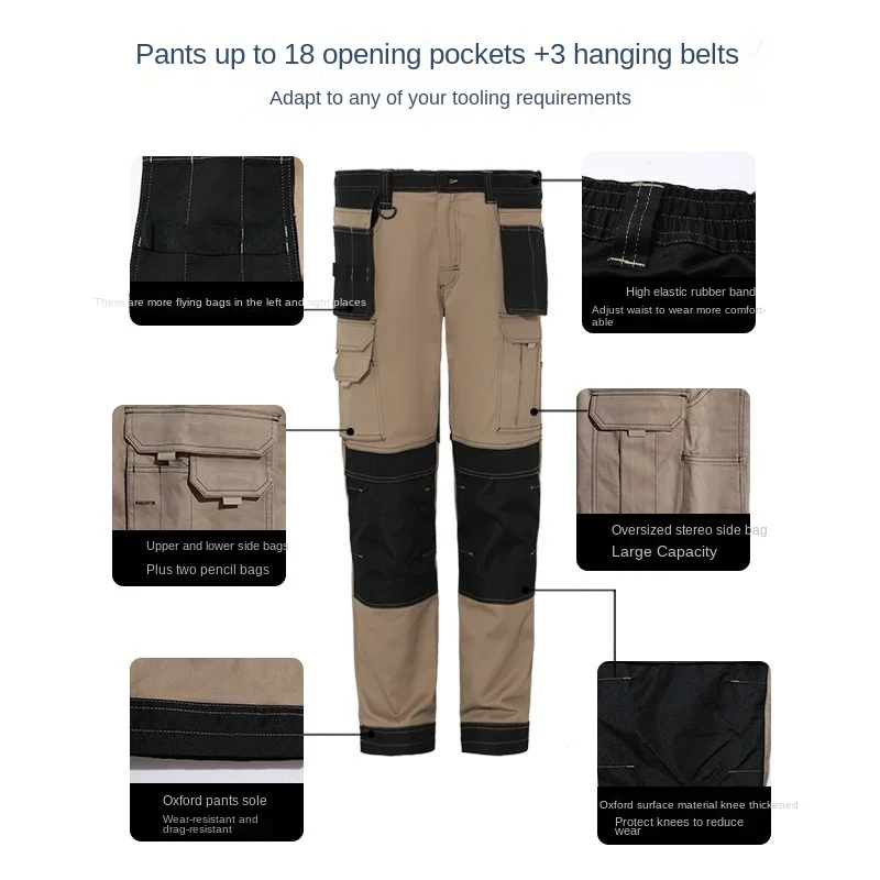 Pantalones Cargo con múltiples bolsillos para hombre, pantalones de trabajo al aire libre, resistentes al desgaste, pantalones de trabajador con