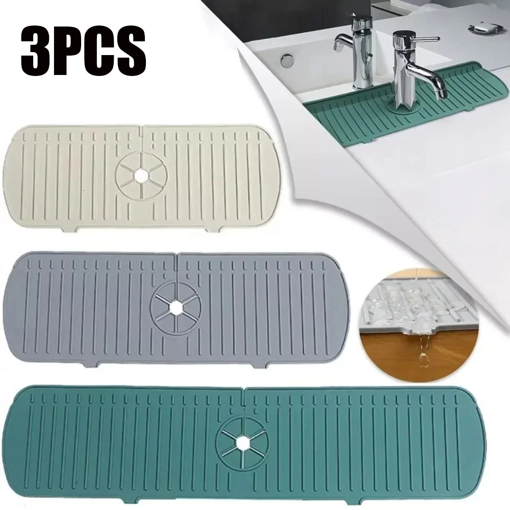 

1-3pcs High Quality Silicone Tap Mat,Sink Splash Guard,Kitchen Tap Silicone Drain Mat, Silicone Tap Handle Drip Catcher Tray