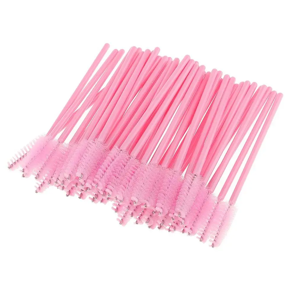 500 Pcs Disposable Eyelash Brushes Mascara Wands Eye Lash Eyebrow Applicator Cosmetic Makeup Brush Tool Kits (pink)