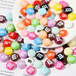 20/50/100pcs Kawaii M Beans Resin Candy Beads Decoration Crafts Flatback DIY Embellishments for Scrapbooking Phone Deco Parts