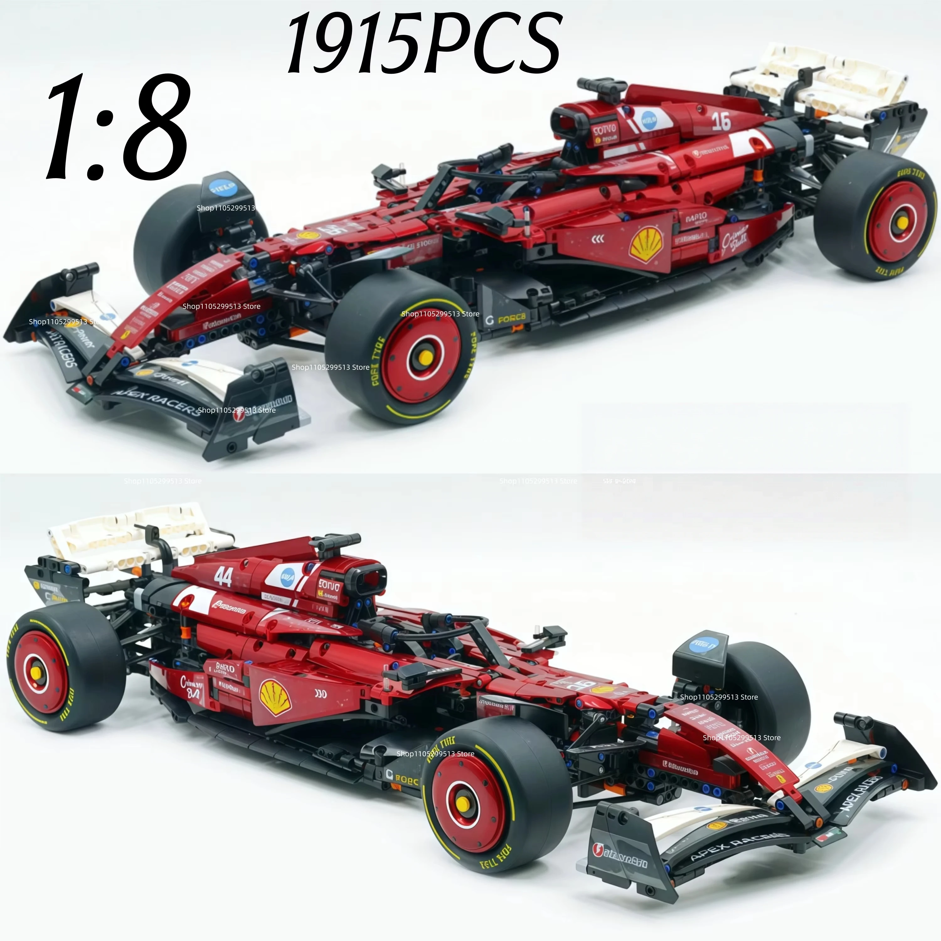 Blocos de Montagem MOC Technical SF-25 Carro de Corrida para Adultos, Kit de Construção Mecânica com 1915 Peças, Brinquedos para Crianças e Presentes