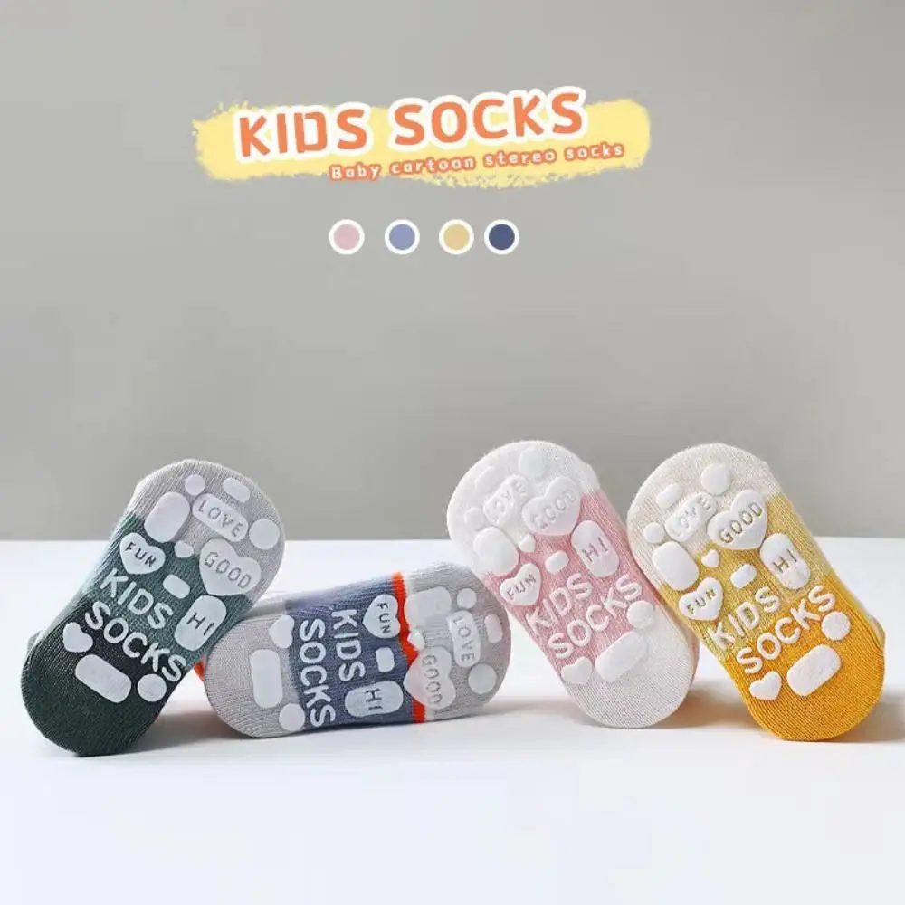 

5Pairs Elastic Cotton Baby Floor Socks Short Tube Letter Kids Ankle Sock Breathable Non-slip Toddle Walking Socks Streetwear