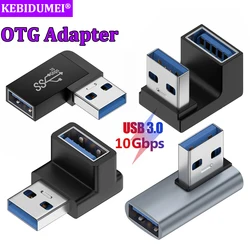 USB 3.0 Extension Adapter 90 Degree Right Angle OTG Adapter Upward Elbow 10Gbps High Speed USB Adapter Connector for PC Macbook